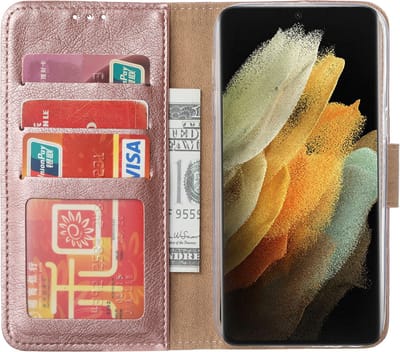 Samsung Galaxy S22 hoesje - Samsung S22 Bookcase - Hoesje Samsung Galaxy S22 - Rosé Goud