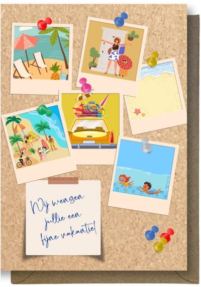Fijne Vakantie Wenskaart - 12x17cm - Gevouwen kaart inclusief envelop - Vakantie / Op Reis