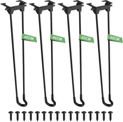 Dailygoods- Haarspelden 4 Stuks - Opvouwbare Tafelpoten - Meubelverhoger - Hoogte 32/45 cm - Zwart - Stabiliteit tot 75 kg - Meubelpoten