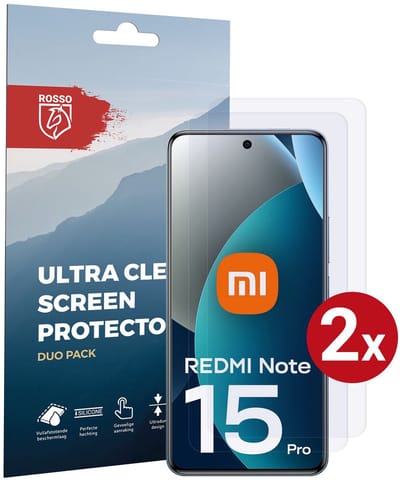 Rosso Screen Protector Geschikt voor Xiaomi Redmi Note 15 Pro 5G | Ultra Clear Duo Pack | TPU Folie | Case Friendly Beschermfolie | 2 Stuks