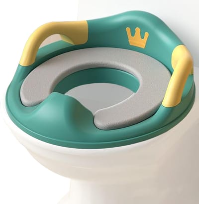 Toiletverkleiner Handvat - WC Bril Kinderen - Zindelijkheidstraining - Antislip & Spatbescherming - 36x34x10 cm - Groen