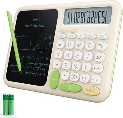 Bureaurekenmachine met Notitieblok - Kawaii Rekenmachine - School en Kantoor - Grote Knoppen - 3 Inch LCD - Groen