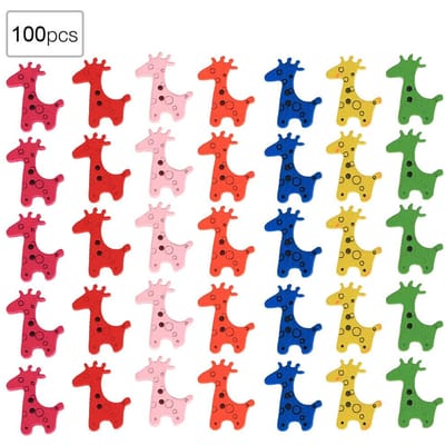 100 Stuks Houten Knop Kleurrijke Giraf Vorm Knutsel Kinderkleding Accessoires 25x20mm25x20mm 25x20mm/1x0.8in
