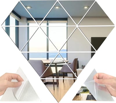 Set van 14 Driehoekige Acryl Wandstickers - Verwijderbaar en DIY Spiegel voor Thuis, Slaapkamer en Achtergronddecoratie - Modern en Stijlvol