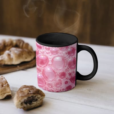 Magische Mok - Foto op Warmte Mokken - Koffiemok - Roze - Schuim - Bubbels - Magic Mok - Beker - 350 ML - Theemok