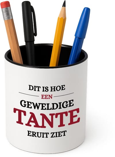 Hacebo® - geweldige tante Pennenbakje - Tante - liefste tante - pennenhouder - verjaardagscadeau - verjaardag - cadeau voor tante - kado - Pennenbakje zwart