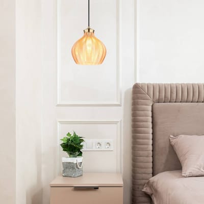 Globo Hanglamp Jessica, Ø 22 cm, amberkleurig, glas
