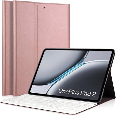 Hoes met toetsenbord geschikt voor Oppo Pad 3 Pro / OnePlus Pad 2 / OnePus Pad Pro 12.1 - Keyboard Book Case Cover Hoesje Rosegoud