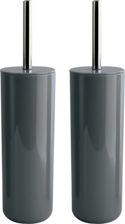 MSV Porto Toilet/wc-borstel houder - 2x - kunststof - donkergrijs - 38 cm