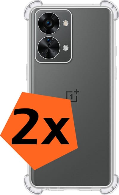 Hoes - 2 Stuks - Geschikt voor OnePlus Nord 2T - Sterk & Shockproof - Siliconen Case - Back Cover - Telefoon Hoesje Shock Proof - Transparant