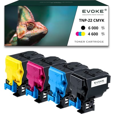Evoke Compatibele Toner voor Konica Minolta Tnp-22 Tnp22 A0X5152 4X Cmyk: Zwart, Cyaan, Magenta, Geel 19800 Pagina's Bizhub C35 C35P
