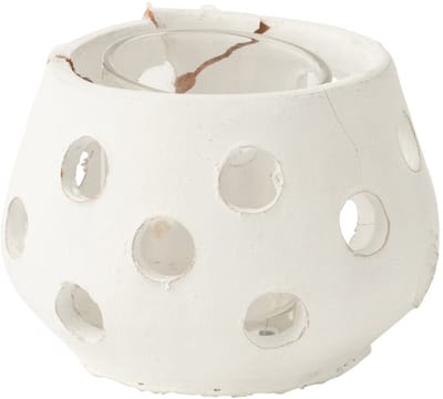 J-Line theelichthouder Ibiza Rond - keramiek/glas - wit