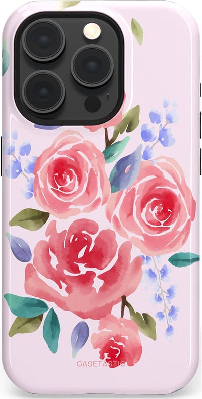 Casetastic hoesje geschikt voor Apple iPhone 15 Pro - MagSafe - Dubbellaagse bescherming - Aquarel pracht - Fashion Case - Lichtroze Lavendel