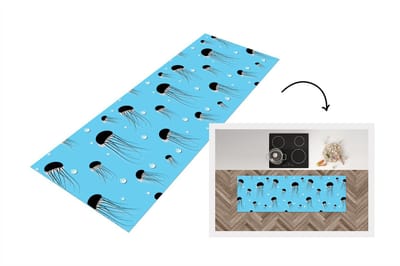 Keukenloper - Loper keuken - Kwallen - Dieren - Patronen - 150x50 cm - Keukenloper vinyl