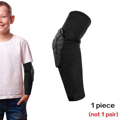 1 STuks Elleboogbeschermers voor Kinderen Jeugd Honingraat Compressie Mouwen Pads Beschermers Atletische Veiligheidsuitrusting voor Basketbal Honkbal Voetbal S black