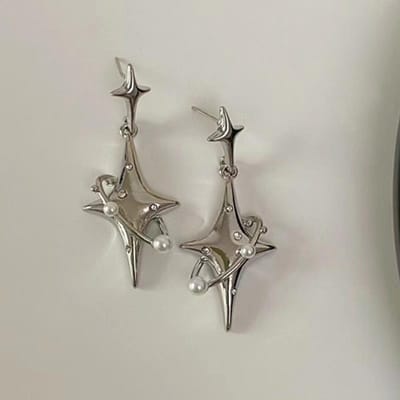Sterrenserie Sterrenburst Diamant Oorbellen Dames Niche Ontwerp High-End Oorbellen Unisex Zilveren Naald Nieuwe Unisex Oorbellen gray