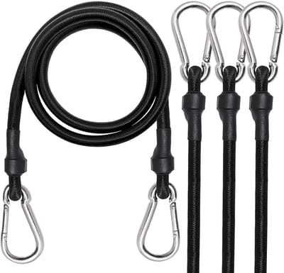Bungeekoorden met haken - Elastische spanbanden - Bagage vastzetten - Duurzaam nylon omhulsel - 183 cm - Zwart