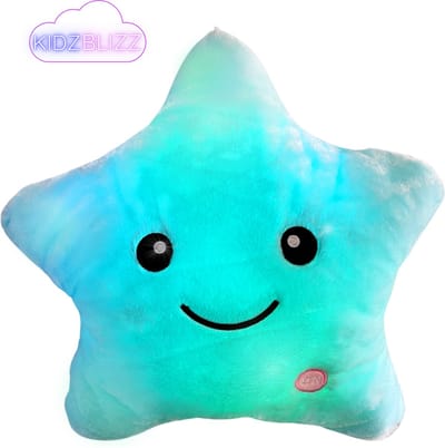 KidzBlizz - Superzacht lichtgevend sterkussen - Lichtgevende knuffel - Multi kleuren kussen - Nachtlampje - Slaapknuffel - kussen met licht - Slaapkussen voor kinderen - Kraamcadeau - Babycadeau - Blauw
