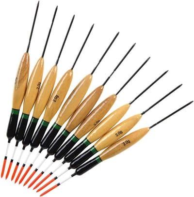 Visdobbers Set - Dobbers Hengelsport - Vissen Vangen - Duurzaam Paulownia Hout - 14cm Lengte - Natuurlijke Kleuren
