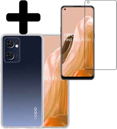 Hoesje - Met Screenprotector - Geschikt voor OPPO Find X5 Lite - Sterk & Shockproof - Back Cover - Siliconen Case - Telefoon Hoes - Telefoonhoesjes - Transparant