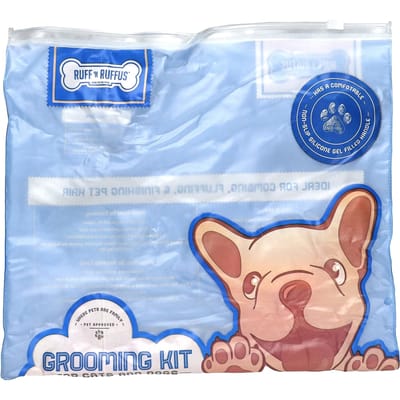 Ruff 'N Ruffus, kit de toilettage pour chats et chiens, bleu, 1 manche avec gel de silicone blue
