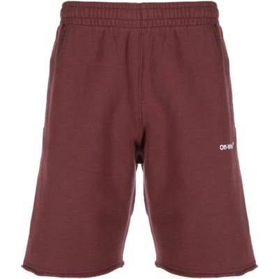 Gebroken witte Diag Helvetica bordeauxrode sweatshort