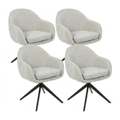 Eetkamerstoel Clarissa- set van 4 stuks- Beige Stof- Draaibaar- zetelsenbedden Tafel en Stoel