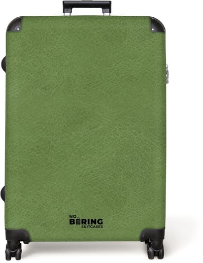 NoBoringSuitcases.com® - Koffer groot - Reiskoffer lichtgewicht - Lederen look mint groen - Rolkoffer met 4 wielen - Grote trolley XL - 98 liter bagage