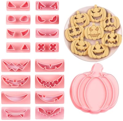 Halloween uitsteekvormen-Uitsteekvormpjes halloween-8 pompoen-emoji's-Voor Halloween-feestversieringen - Pompoenhoofd Halloween-koekjesvormset