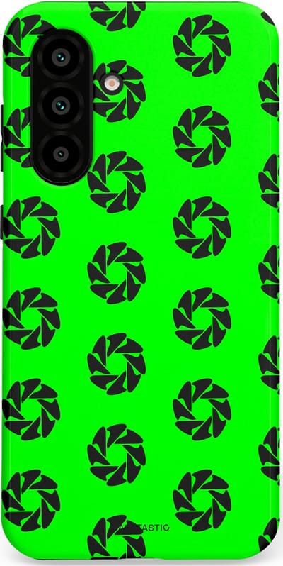 Casetastic hoesje geschikt voor Samsung Galaxy A36 / Samsung Galaxy A56 - Dubbellaagse bescherming - Neon Groene Cirkels - Fashion Case - Groen Zwart