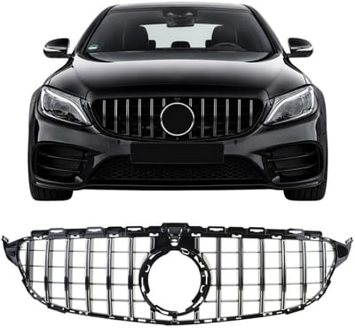 Grill Geschikt voor Mercedes C-Klasse W205 | Facelift (vanaf 03/2018) | Met 360° Camera Voorziening | Chroom