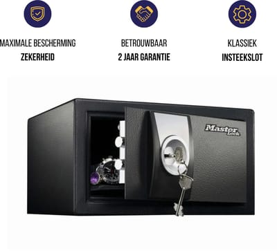 MasterLock Kluis Small - Met sleutelslot - Massief staal - Te verankeren - 167 x 290 x 264 mm - X031ML