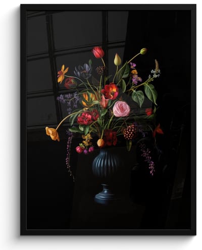 Poster in lijst - Fotolijst 50x70 cm - Posters - Bloemen - Bessen - Klassiek - Posterlijst zwart - Decoratie - Wanddecoratie woonkamer - Muurdecoratie slaapkamer