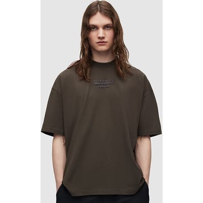 AllSaints Bones Ss Crew Rye Grass Green Size: S | Basic T-Shirts Outlet | Heren | Bruin