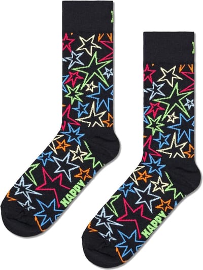 Happy Socks Mega Star Sock - unisex sokken - zwart - Unisex - Maat: 41 - 46