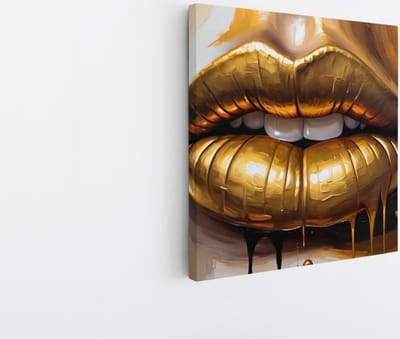 Saammp Canvas Schilderij - Vrouw - Lippen - abstract - 20x20 - Foto op canvas - Wanddecoratie - Muurdecoratie Woonkamer - Slaapkamer decoratie - Canvas Print