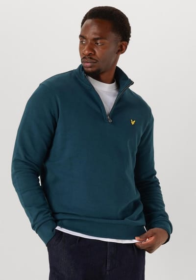 Lyle & Scott Loopback Quarter Zip Sweat Truien & Vesten Heren - Sweater - Hoodie - Vest- Petrol - Maat M