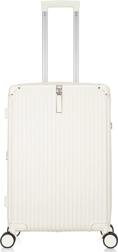 Kreta Reiskoffer M - 65L - 63x43x24 cm - Lichtgewicht & Uitbreidbaar - USB-Oplaadpoort, Cuphouder & TSA Slot - Perfect Voor Vliegtuig en Weekendtrips - Wit
