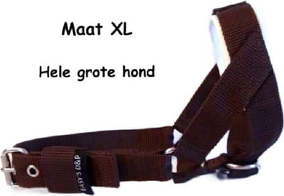 Hoofdhalster hond - Anti trek - Gevoerd wit - Maat XL - Bruin- Antitrek hoofdhalster hond - Hoofdhalster hond - Antitrek hond - Trainingshalsband