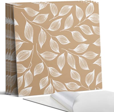 Coloray Wandpanelen Zelfklevend - Bladeren op een gestructureerde achtergrond Zelfklevende Wandpanelen - 50 cm x 50 cm - Beige Wandpaneel PVC - 4 stuks - Bloemen en planten Wandpanelen Zelfklevend - Wandpanelen Keuken - Wandpaneel Badkamer