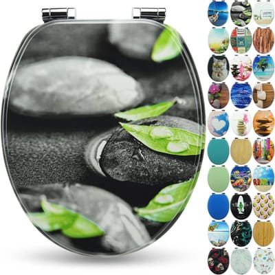 Houten WC-bril - Comfortabele Toiletzitting - Badkamer Upgraden - Zacht Sluitend Mechanisme - 435 x 375 cm - Marmer Design