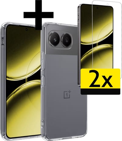Hoesje - Met 2x Screenprotector - Geschikt voor OnePlus Nord 4 - Sterk & Shockproof - Back Cover - Siliconen Case - Telefoon Hoes - Telefoonhoesjes - Transparant