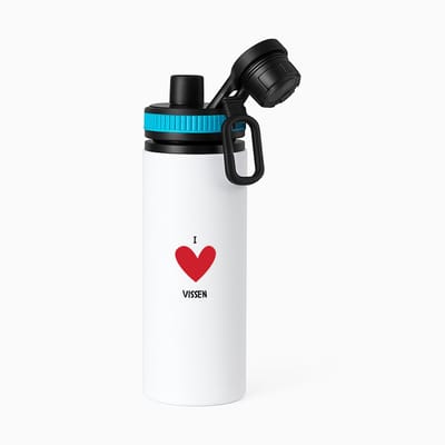 Hacebo® - Ik hou van vissen waterfles met draaidop blauw - Vis - Dierenliefhebbers - Vissers - dierendag - dieren - water fles - 850ML