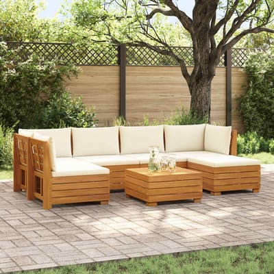 vidaXL - 7 - st - Buiten - bank - set - Massief - Acacia - Hout - Bruin