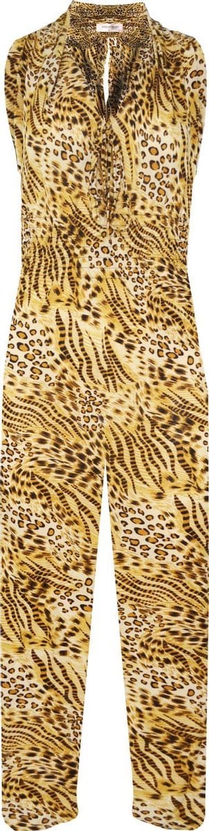Dames jumpsuit panterprint bruin one size XS t/m S