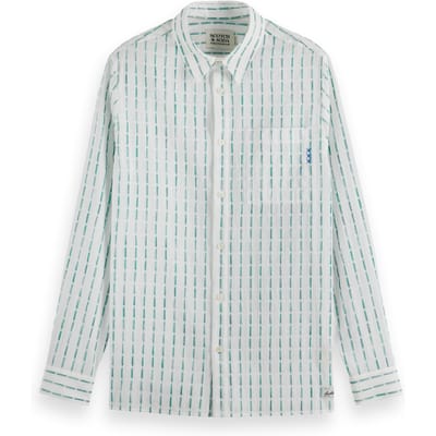 Scotch & Soda Striped Cotton-voile Shirt White / Blue Green Stripe Taglia: S | Camicie Casual Outlet | Uomo | Bianco