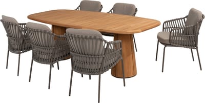 Capri Capalbio dining tuinset barrel 240x110xH75 cm 7 delig teak terre 4 Seasons Outdoor
