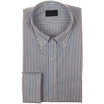 Paul & Shark Overhemd Cotton Twill 2-Tone Stripe Blauw-Zand / male