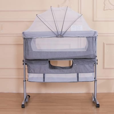Comfortabel Baby Aanschuifbed met 5 Hoogtestanden en Schommelmodus voor 0-36 Maanden