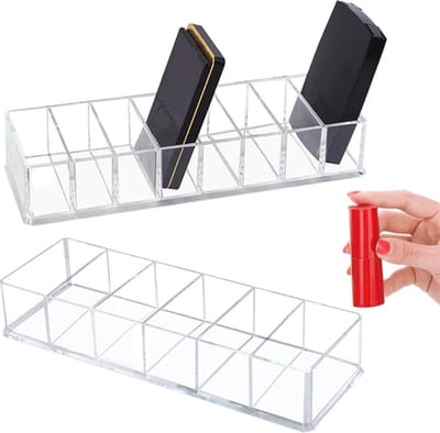 Transparante Cosmetica Organizer - 2 Stuks, Acryl Make-up Opbergdozen met Vakken - Ideaal voor Make-up, Nagellak en Cosmetica